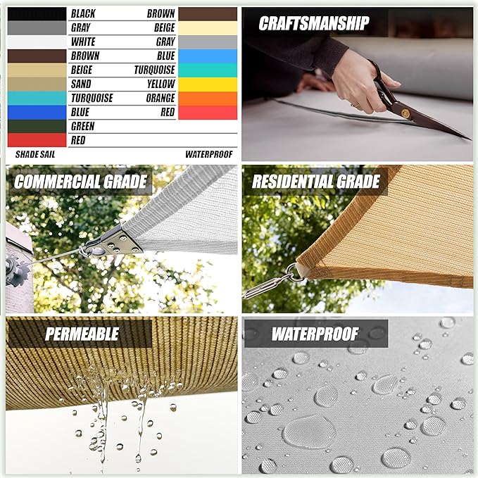 Amgo Custom Size 20' x 21' x 29' Black Right Triangle Sun Shade Sail UPF50+ - Image 3