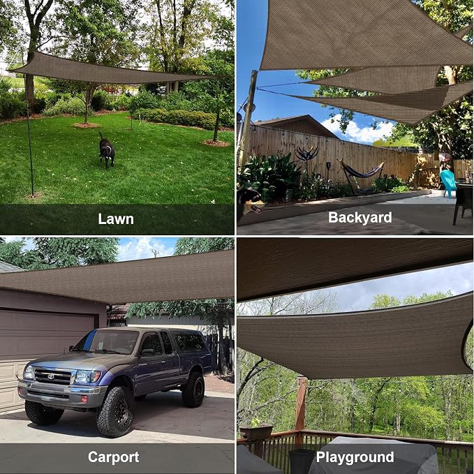10' x 13' Rectangle Shade Sail Brown UV Block Outdoor Canopy | Outdoor sun - Image 8
