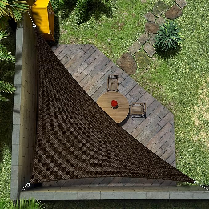 Amgo Custom Size 18' x 22' x 28.4' Brown Right Triangle Sun Shade Sail UPF50+ by Amgo