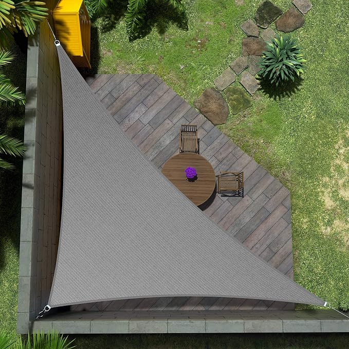 Amgo Custom Size 11' x 18' x 21.1' Gray Right Triangle Sun Shade Sail UPF50+ by Amgo
