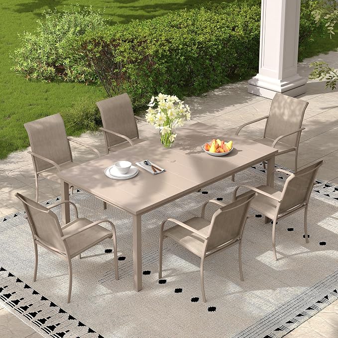 Outdoor Chairs Set of 6, Stackable Patio Dining Chairs - Image 2