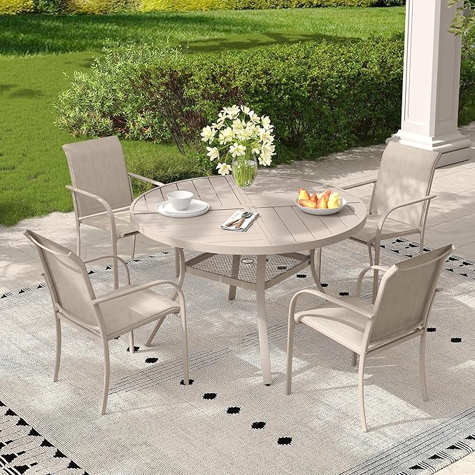 Outdoor Chairs Set of 4, Stackable Patio Dining Chairs - Image 2