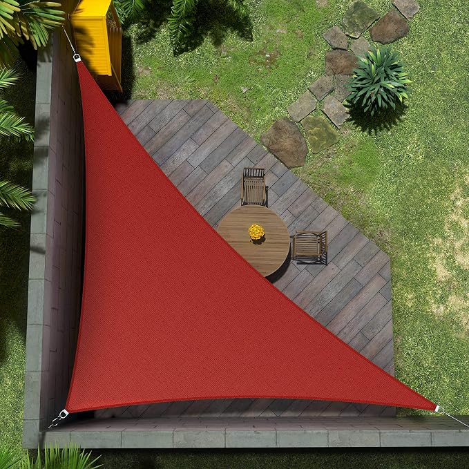 Amgo Custom Size 16' x 16' x 22.6' Red Right Triangle Sun Shade Sail UPF50+ by Amgo