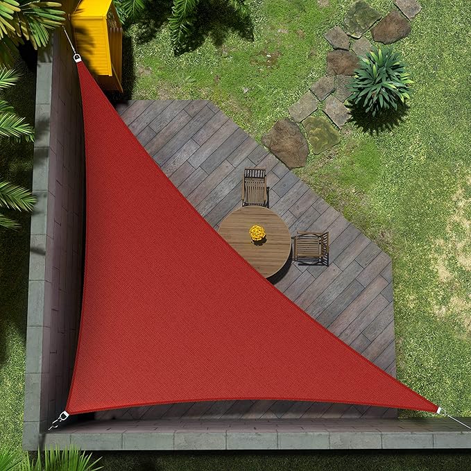 Amgo Custom Size 11' x 17' x 20.2' Red Right Triangle Sun Shade Sail UPF50+ by Amgo