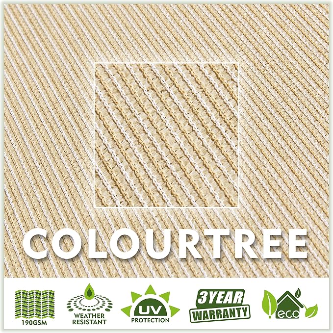 Colourtree CTSLT 10" x10x14' Beige Sun Shade Sail Right Triangle Canopy Fabric - Image 4