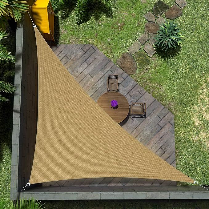 Amgo Custom Size 15' x 20' x 25' Sand Beige Right Triangle Sun Shade Sail by Amgo