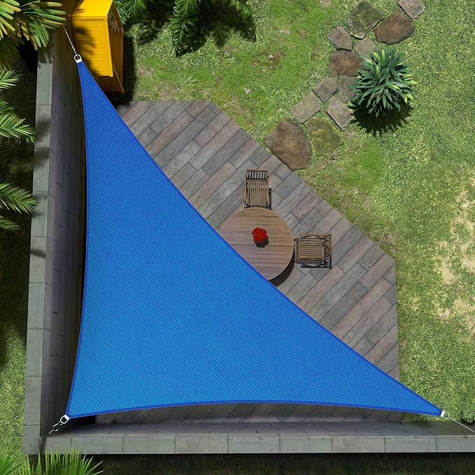 Amgo Custom Size 5' x 10' x 11.2' Blue Right Triangle Sun Shade Sail UPF50+ by Amgo