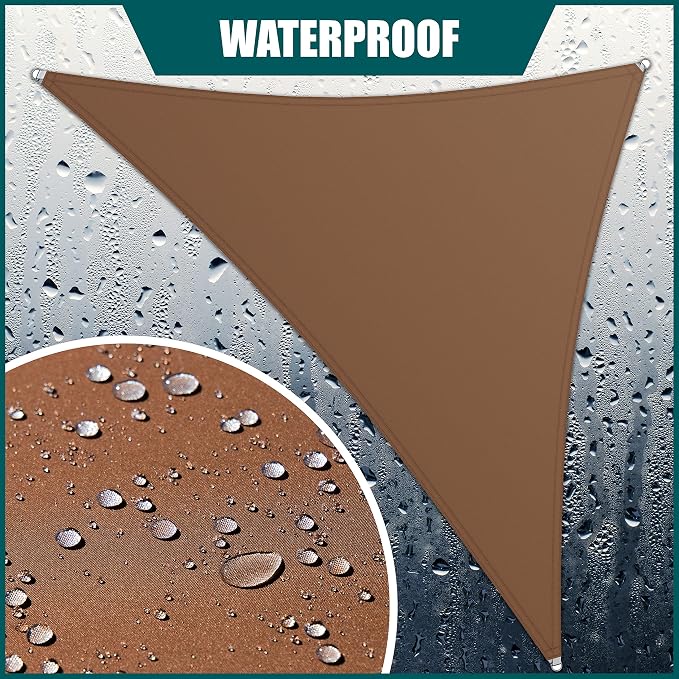 Royal Shade 13' x 21' x 24.7' Brown Triangle Waterproof Sun Shade Sail Order to - Image 2