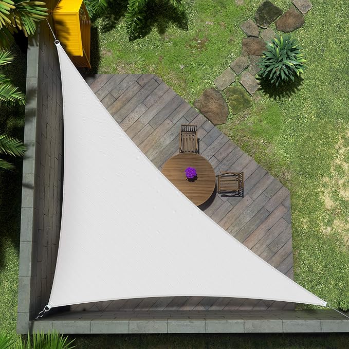 Amgo Custom Size 11' x 17' x 20.2' White Right Triangle Sun Shade Sail UPF50+ by Amgo