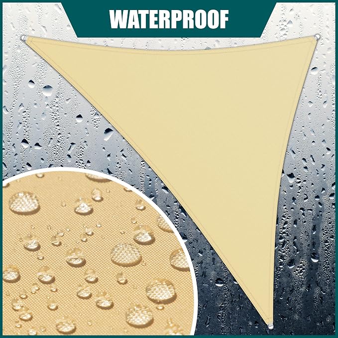 Royal Shade 15' x 16' x 21.9' Beige Triangle Waterproof Sun Shade Sail Order to - Image 2