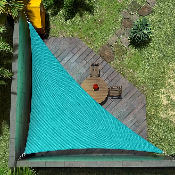 Amgo Custom Size 11' x 20' x 22.8' Turquoise Right Triangle Sun Shade Sail by Amgo