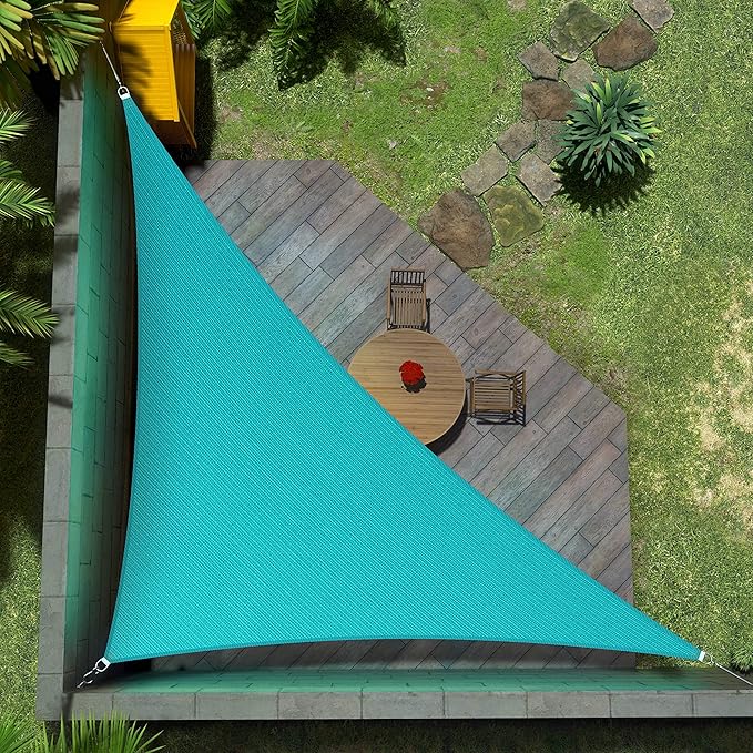 Amgo Custom Size 6' x 7' x 9.2' Turquoise Triangle Sun Shade Sail UPF50+ by Amgo