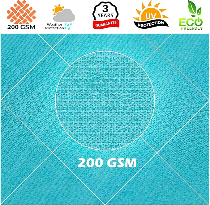 Royal Shade 6' x 7' Custom Size Turquoise Rectangle Sunshade Sail - Image 8