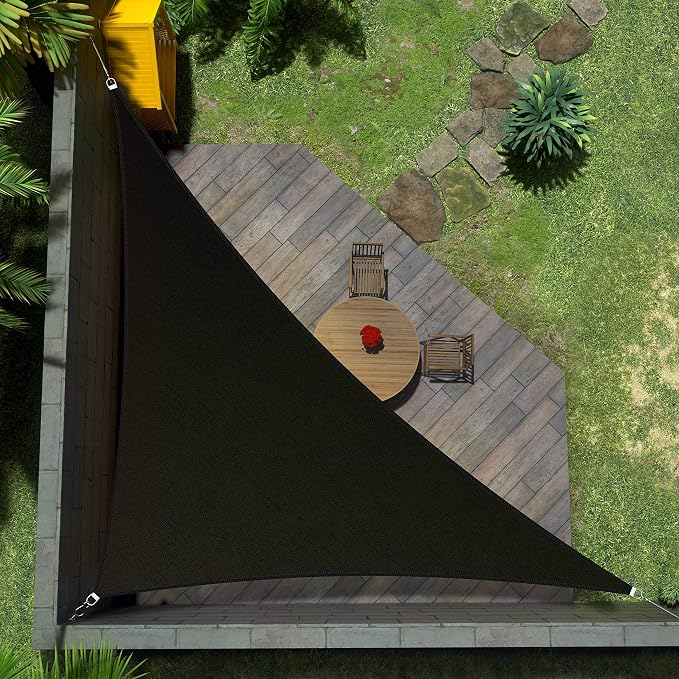 Amgo Custom Size 10' x 17' x 19.7' Black Right Triangle Sun Shade Sail UPF50+ by Amgo