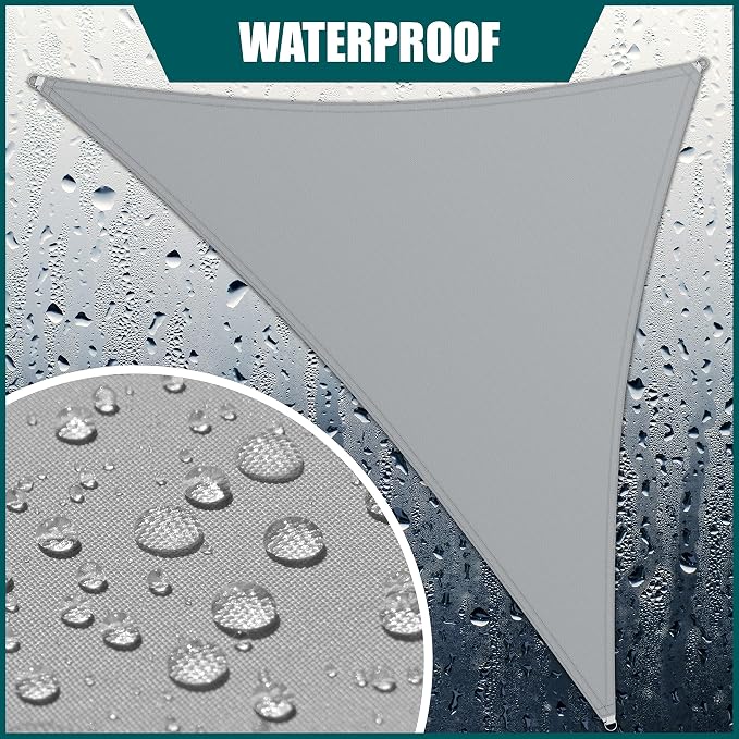 Royal Shade 9' x 12' x 15' Grey Triangle Waterproof Sun Shade Sail Order to - Image 2